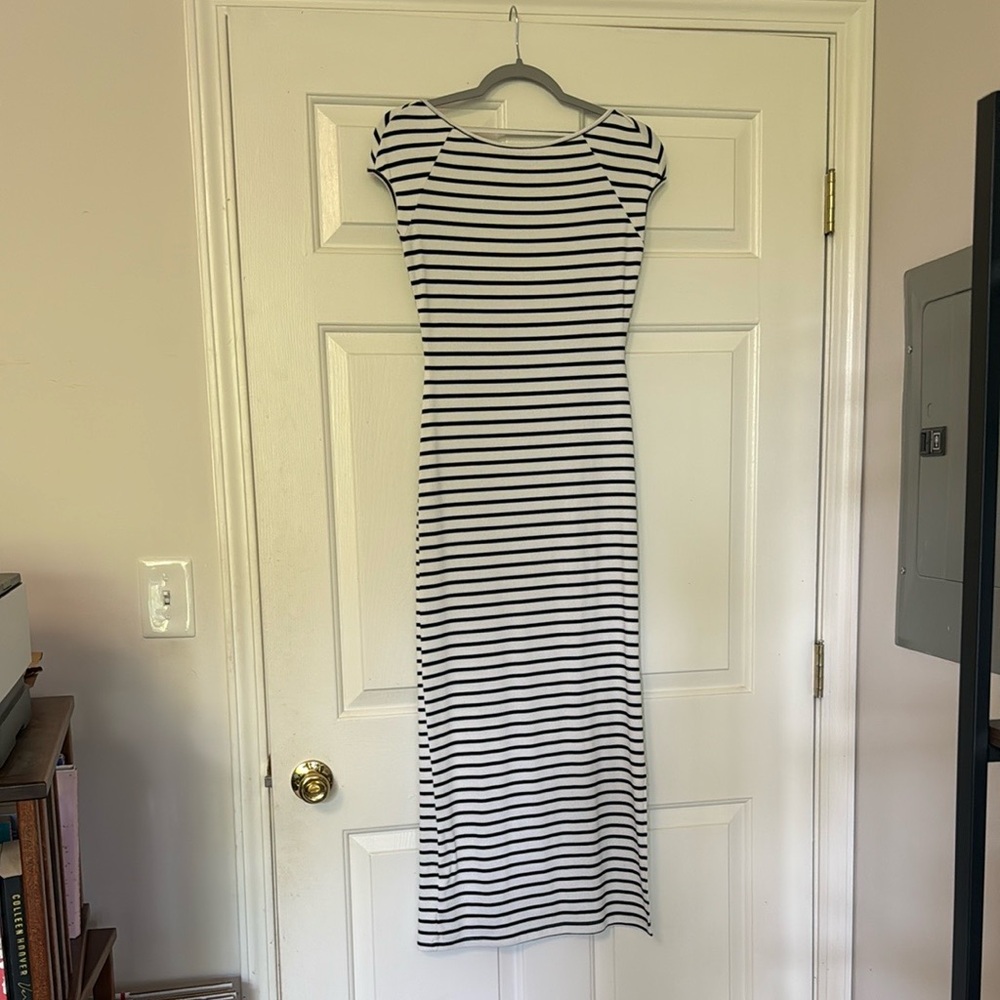 SHEIN Black and White Striped Maxi Dress